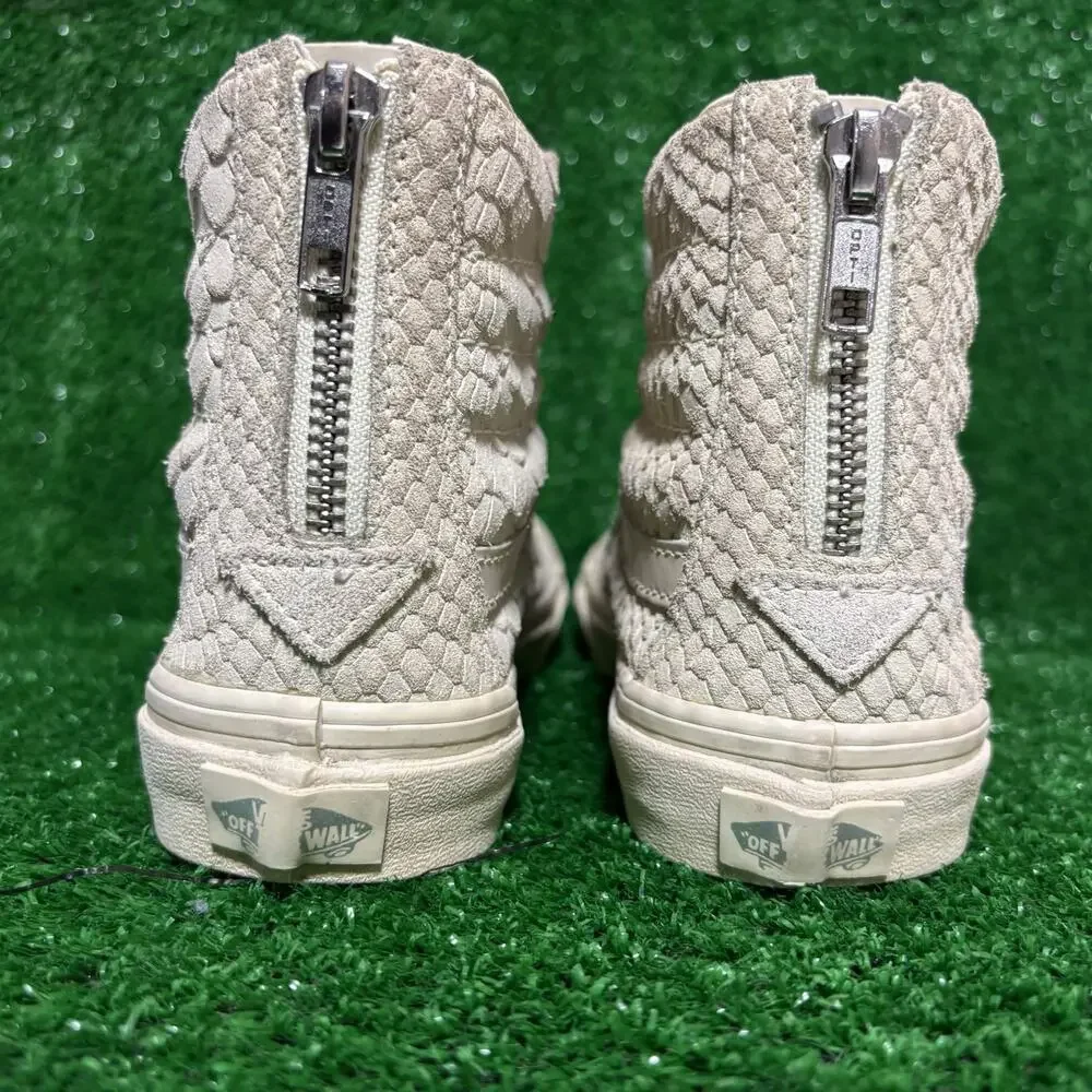 Vans Sk8-Hi Zip Womens 6 Mens 4.5 Cream Snake Shoes 721277